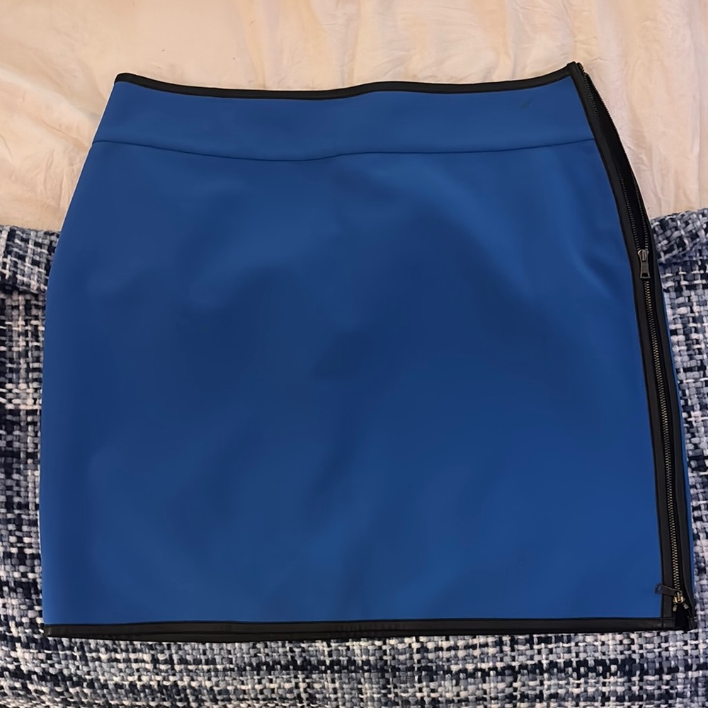Ann Taylor Blue Mini Skirt with Black Accents